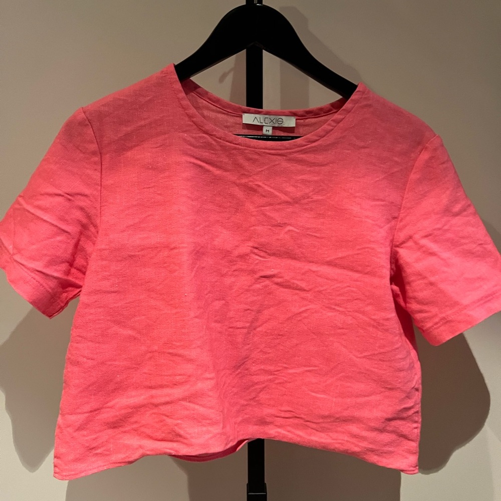 Alexis pink linen crop t-shirt